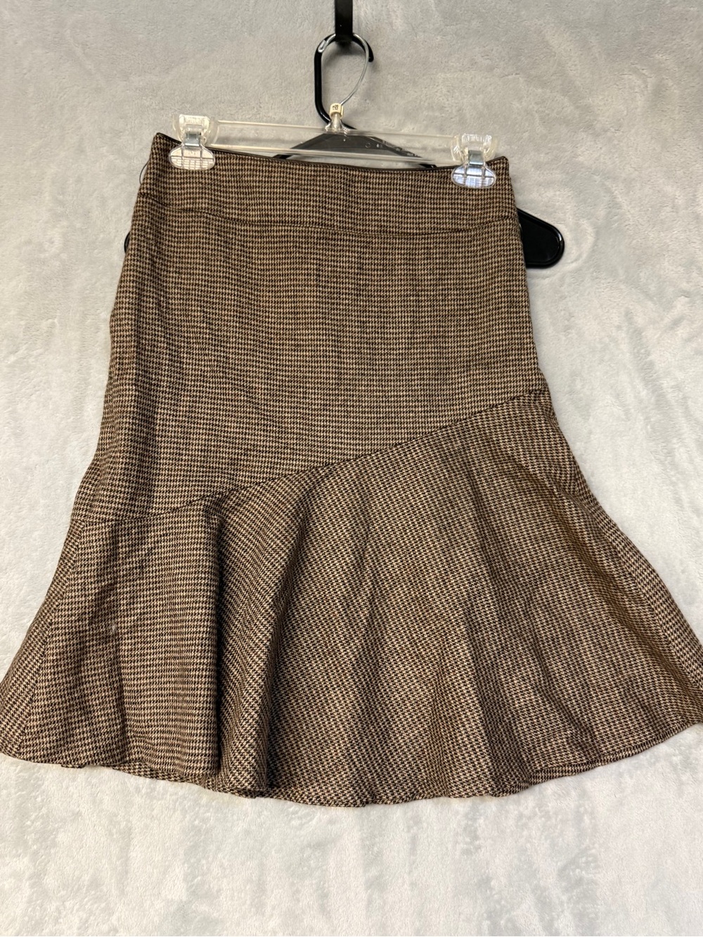 Burberry Skirt Size XS/S Brown Tan Houndstooth A-Line Flared Skirt - Picture 3 of 5